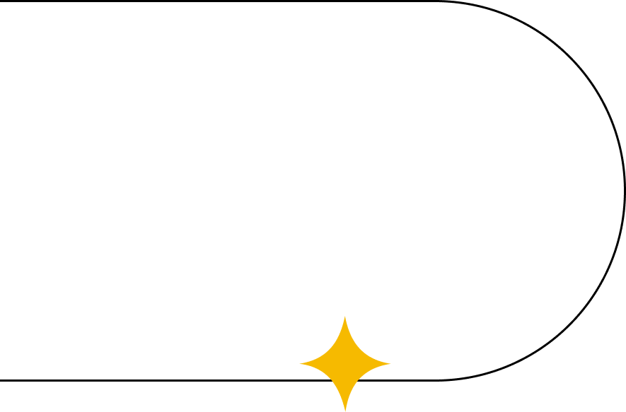 Thin black rounded outline with a small yellow four-point sparkle at the bottom.