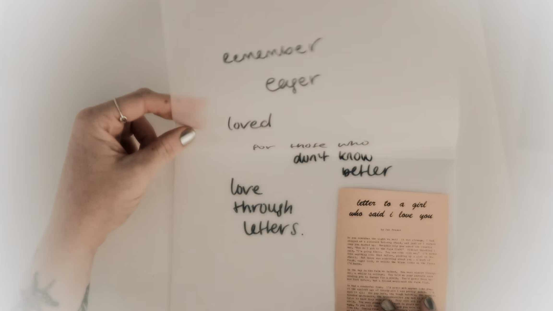 'Love Through Letters', Video still.