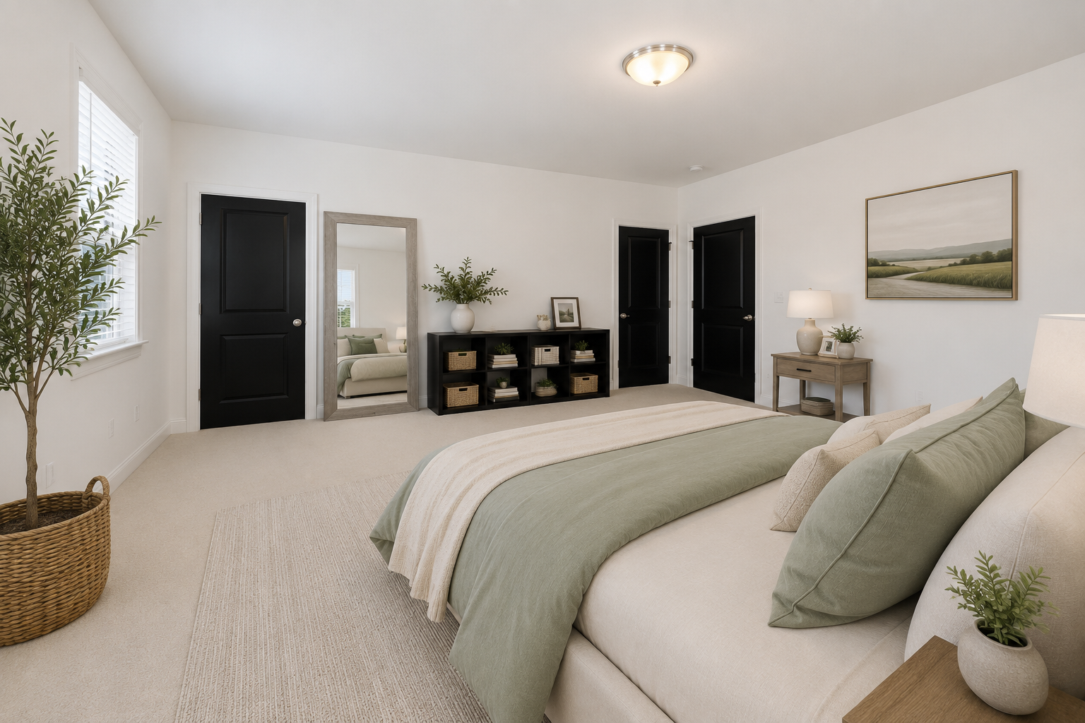 Primary bedroom located in Savaan Cary, NC.