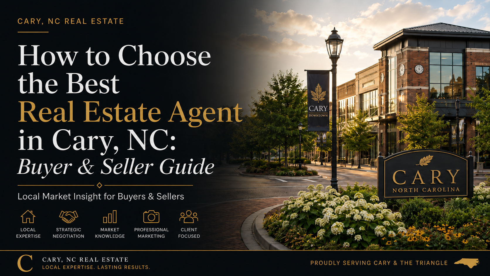 How to choose the best real estate agent in Cary, North Carolina, with guidance for buyers and sellers on local market knowledge, negotiation, professional marketing, and client representation.