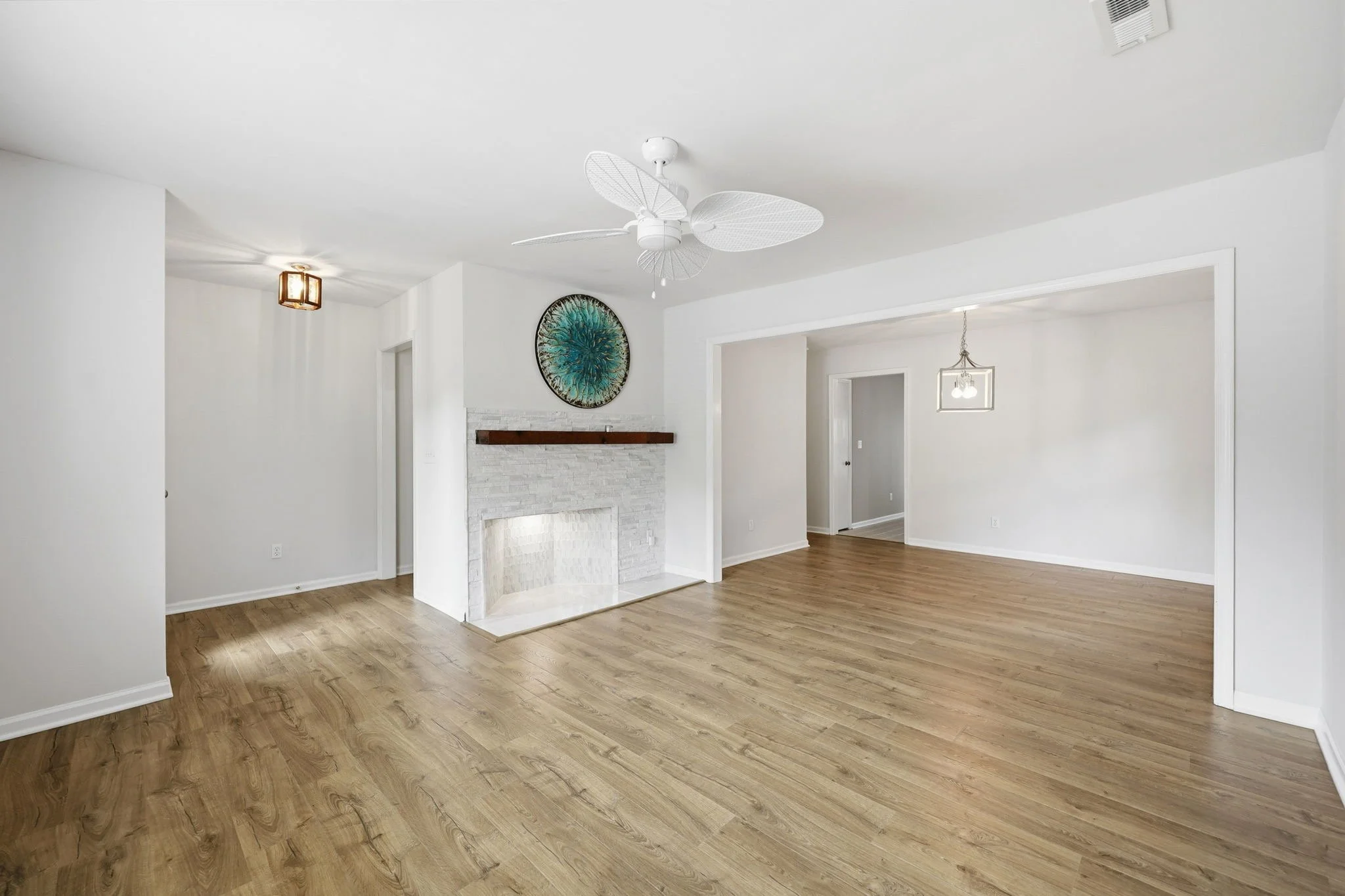 Open living and dining area in a North Raleigh townhouse