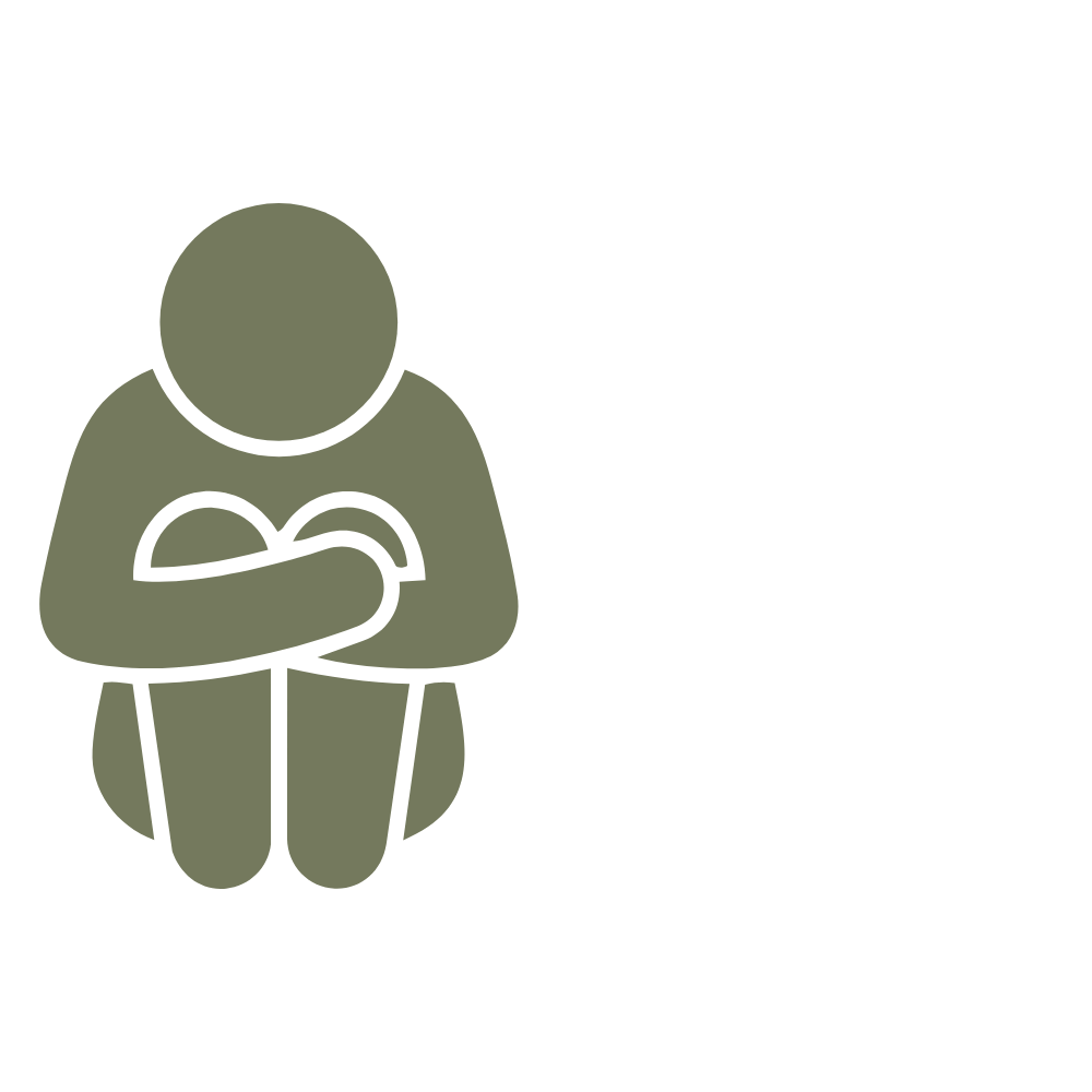 Illustration of a person sitting with arms arm crossed and head bowed, displaying a sad or distressed posture.