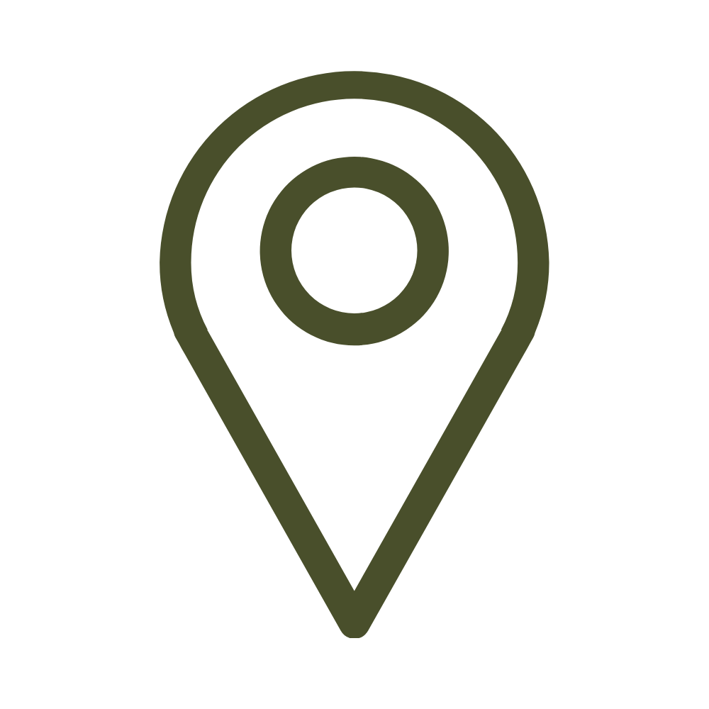 Icon of a location pin or map marker with a circle at its center.