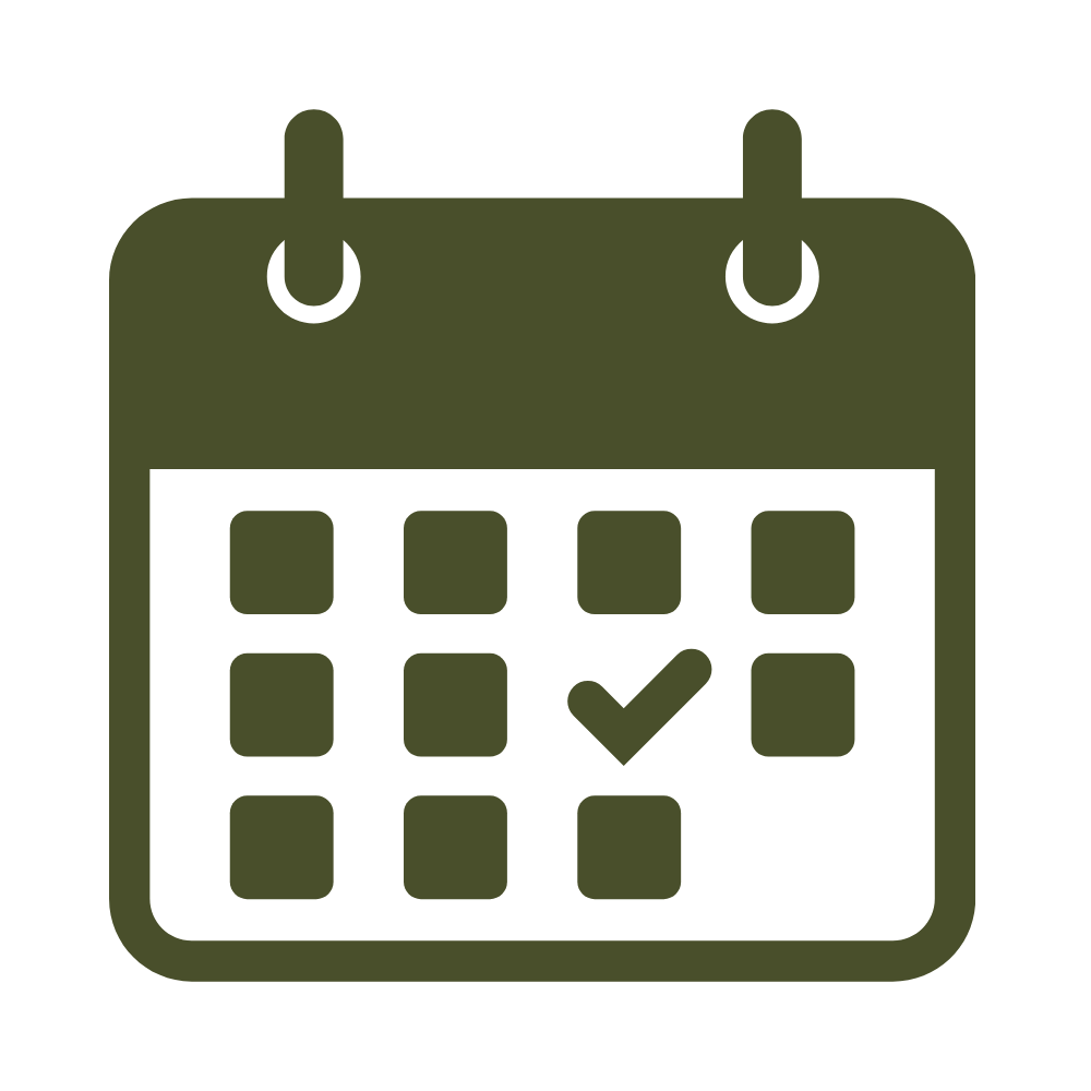 Icon of a calendar with a check mark on a date.