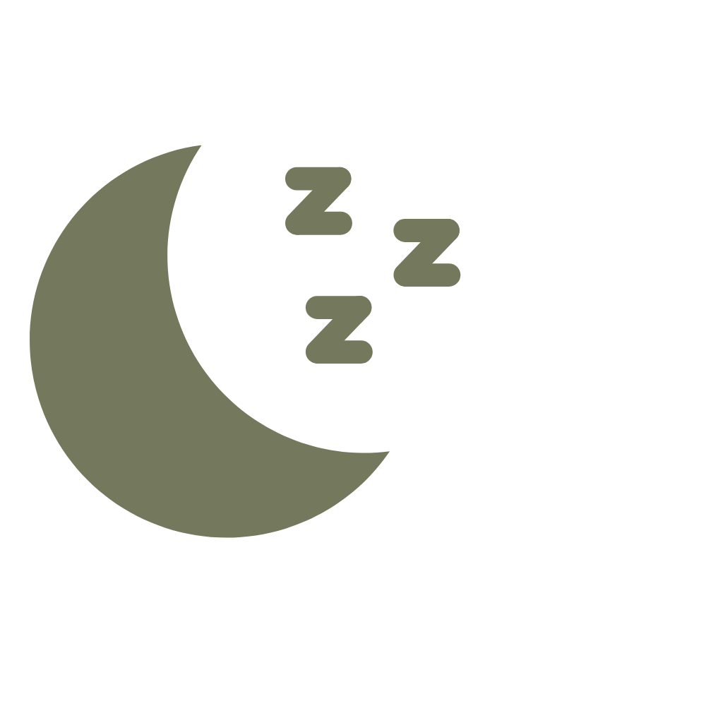 Illustration of a crescent moon with three 'Z' letters above it to symbolize sleeping or nighttime.