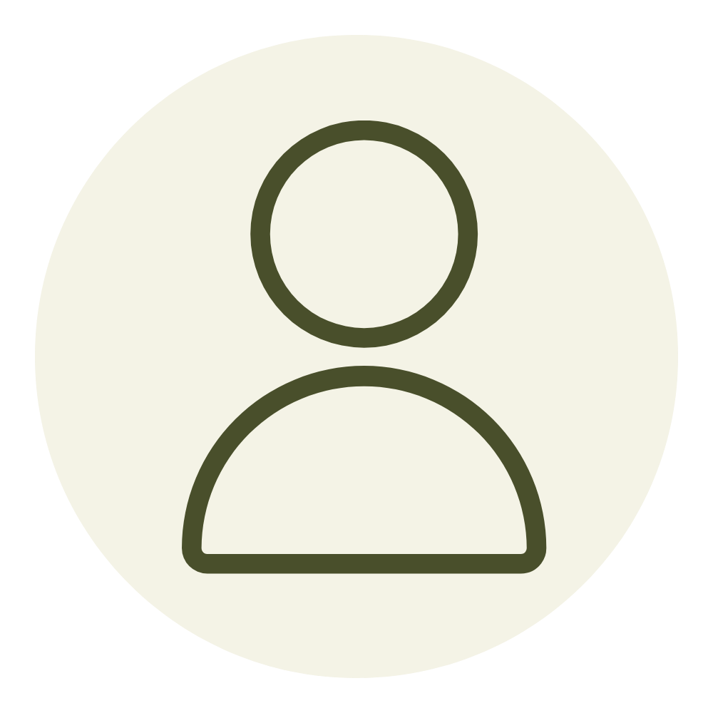 User profile icon with a circle outline and simplified person figure inside
