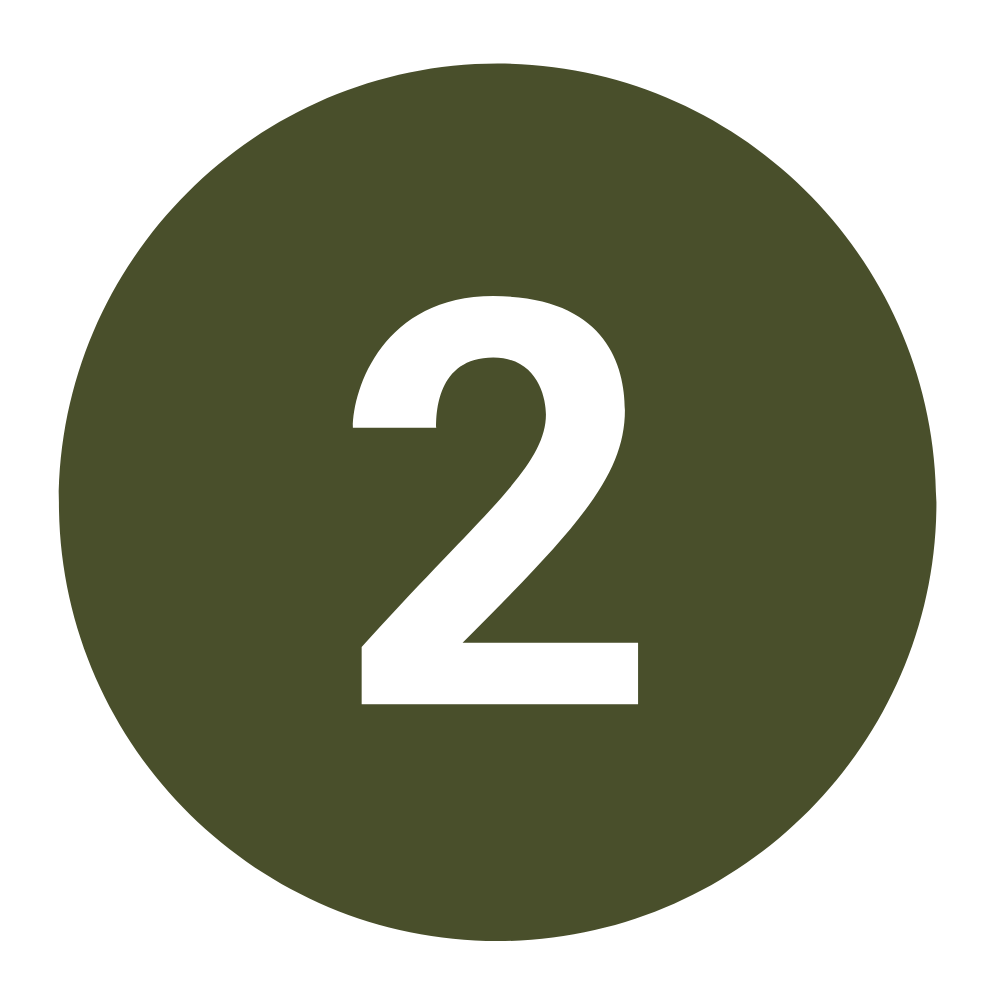A digital countdown timer showing the number 2 in black on a green circular background.