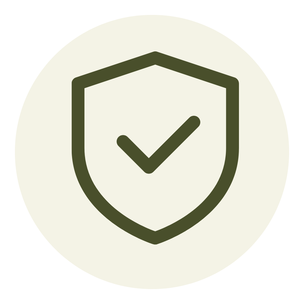 A shield with a checkmark inside, symbolizing protection or security.