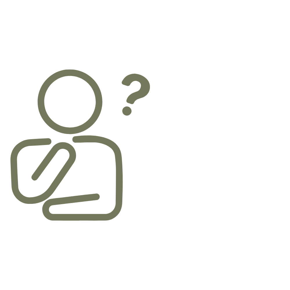 Outline of a person with a question mark near their head, indicating confusion or inquiry.