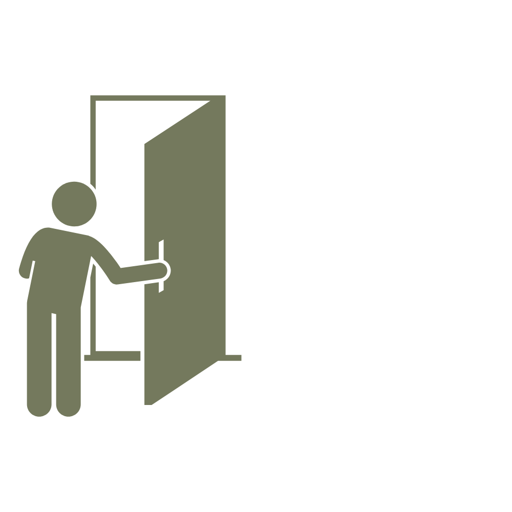 A person opening a door.