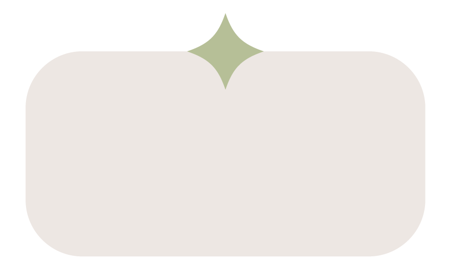 A minimalist illustration of a cream rectangle with a light green star at the top center, representing journey and self development north star with Kim Cates coaching.