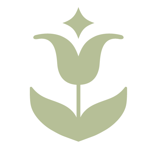 A simple, stylized illustration of a flower with a star above it, in a monochrome color scheme, representing growth and development through coaching services by Kim Cates in Paducah, Kentucky
