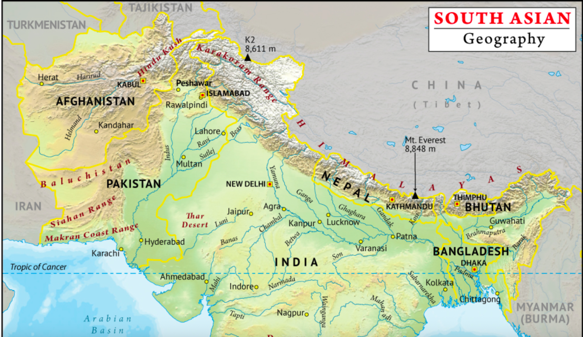 Map of South Asia, Worldmap.com