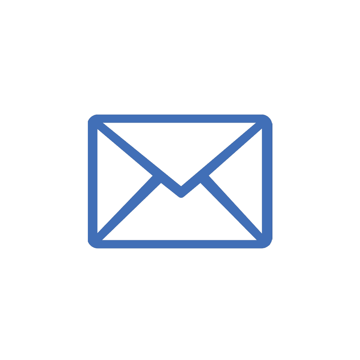 Outline of an envelope with a blue border on a black background.