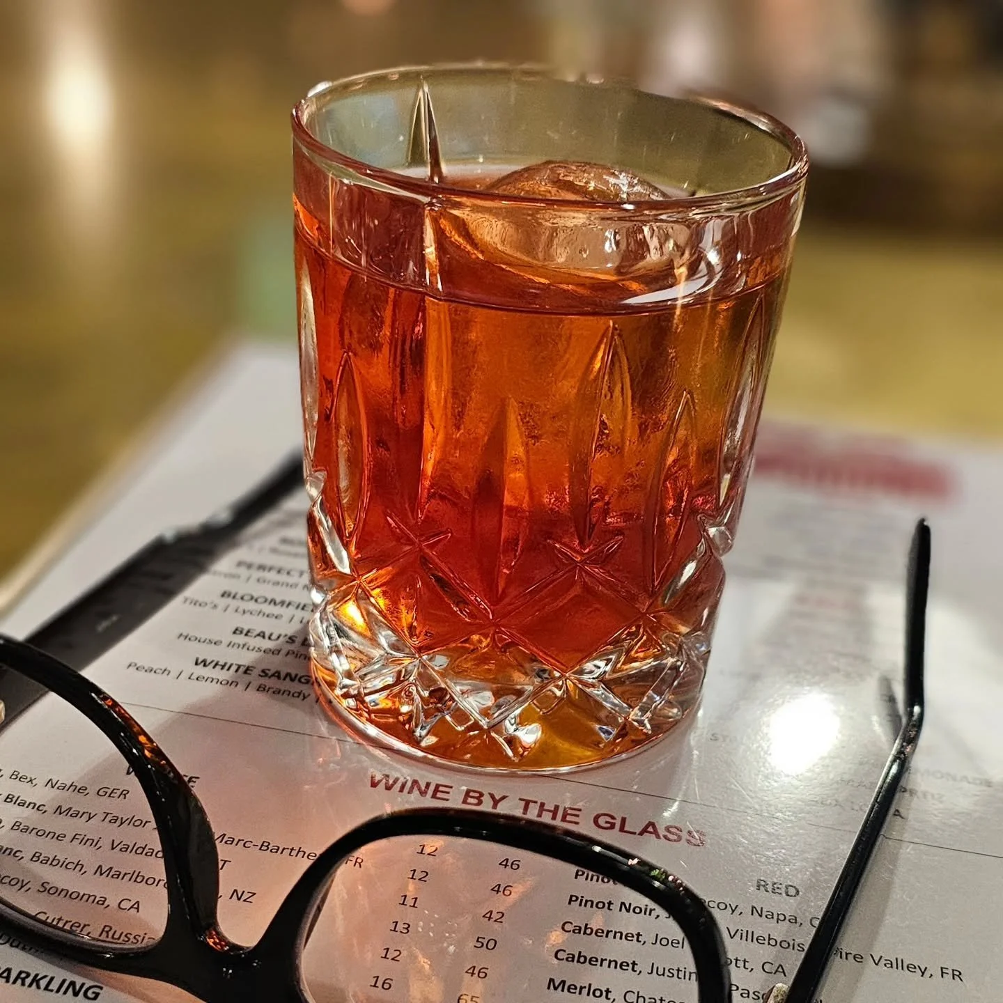 The pour @ Beau's Grillery:

Plymouth Gin
Cocchi Vermouth di Torino
Campari