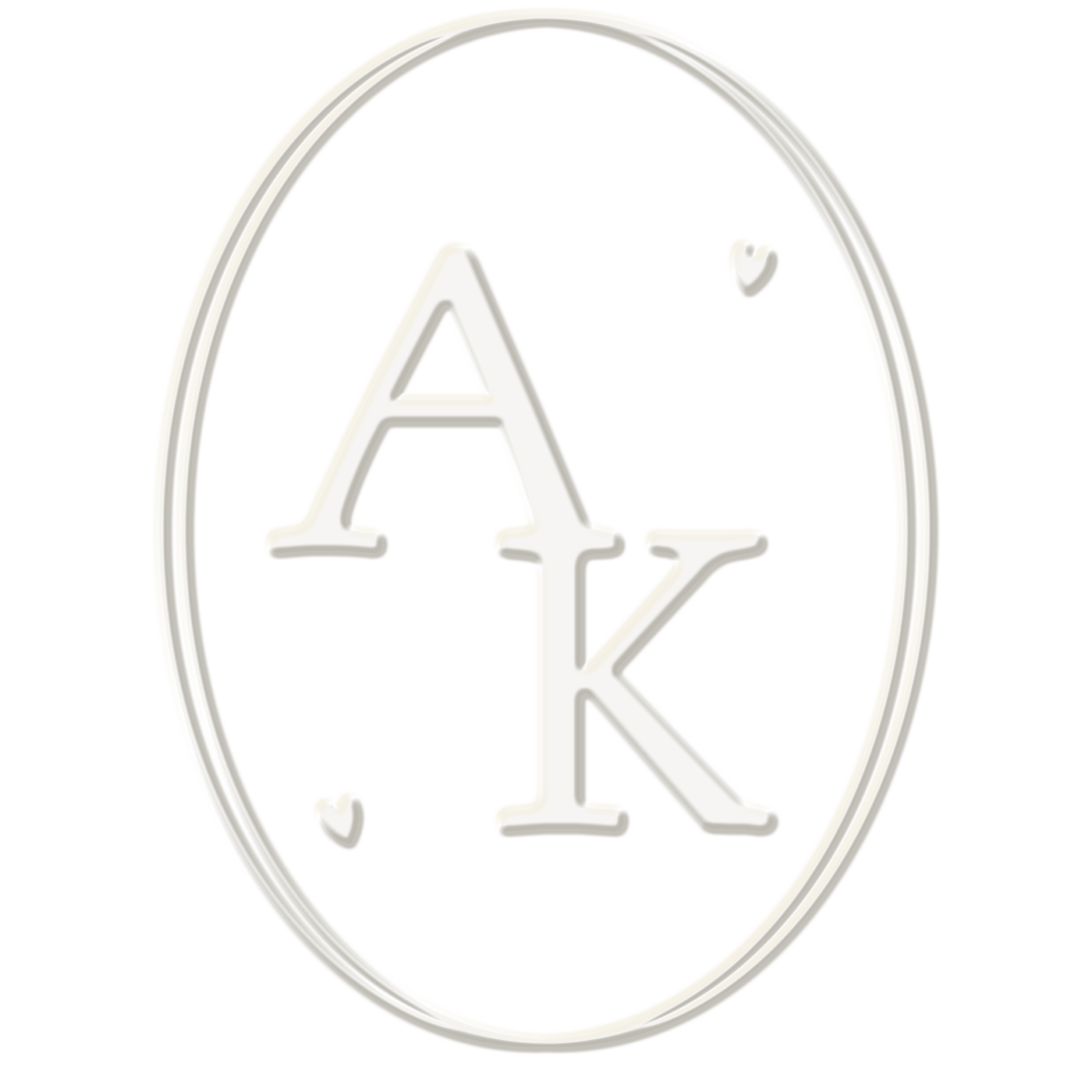Close-up of a circular metal emblem with the letters 'A' and 'K' cut out.