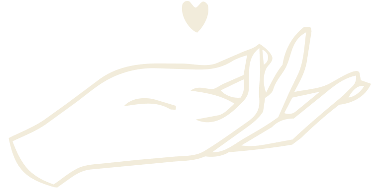 Minimalist line drawing of a hand with a small heart above it.