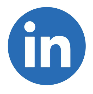 LinkedIn logo with white lowercase letters in a blue circle