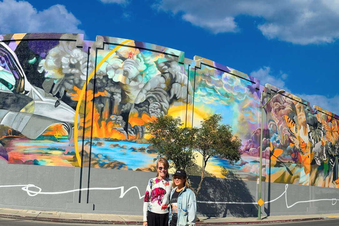 Linda Hothem commissioned artist Allison Hueman to bring a new mural to East Oakland. This mural represents a new beginning for Oakland, CA!