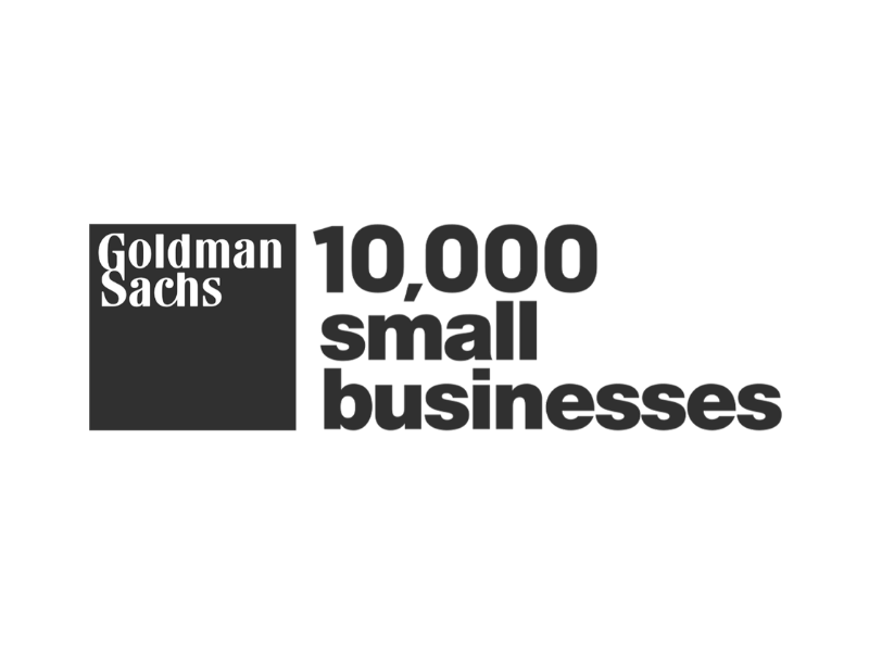 Goldman Sachs logo next to text that says "10,000 small businesses"