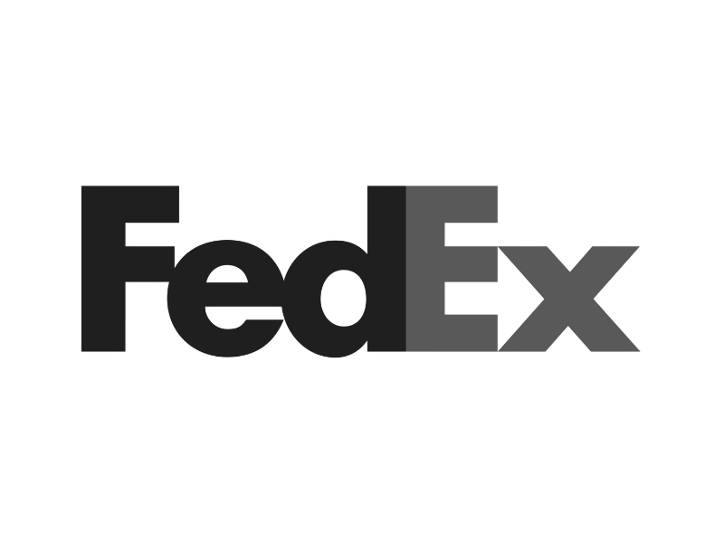 FedEx logo with the words FedEx in dark and light gray