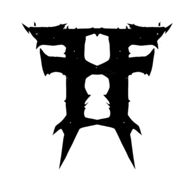 Silhouette of a stylized, spiky, bat-like dragon or insect with outstretched wings, prominent body, and tail flaps.