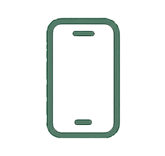 Outline drawing of a smartphone with a blank screen.