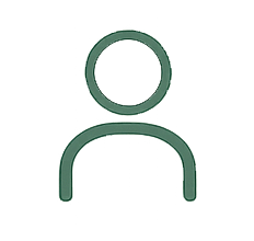 Icon of a person with a circular head and curved shoulders, outline style.