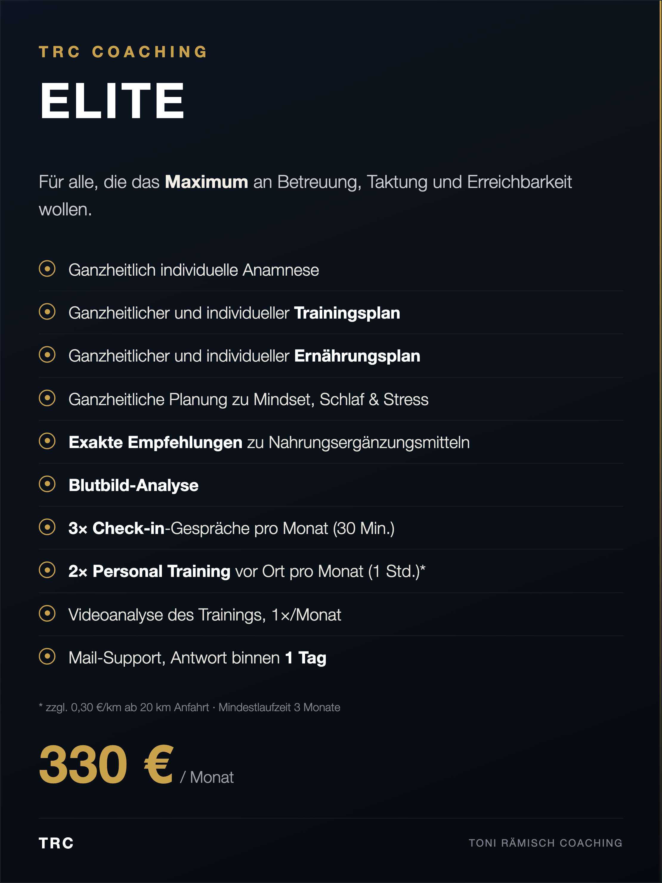 Die Inhalte des Pakets  ,,Elite" sind übersichtlich aufgelistet.