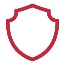 Outline of a shield icon in red