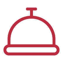 Illustration of a service bell with a red finish.
