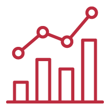 Pink line graph trending upward over bar chart