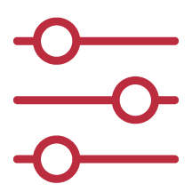 Three horizontal sliders with circular knobs adjusting levels on a dark background.