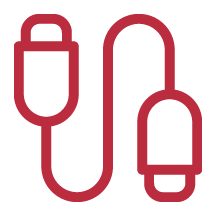 Illustration of a USB cable with a USB-A connector and a micro USB connector