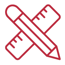 Icon of a ruler and a pencil crossed over each other