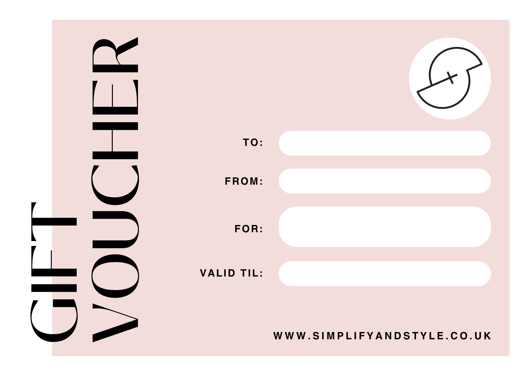Simplify + Style gift voucher for home organising, decluttering and interior styling services.