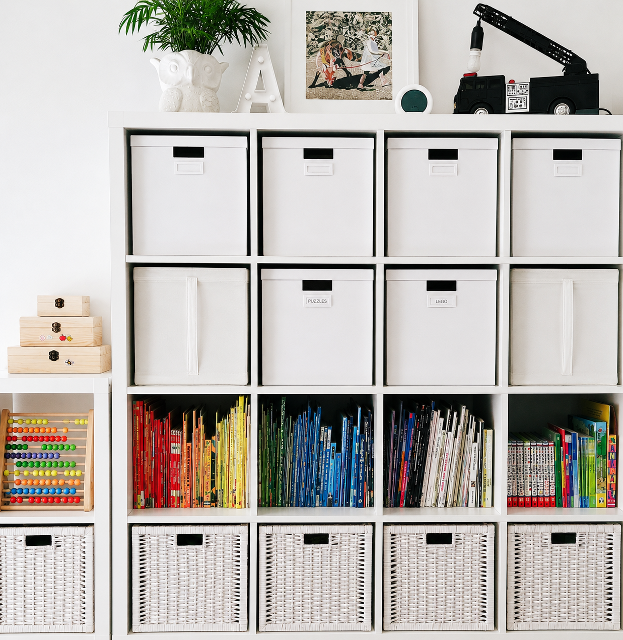 Organised shelving and practical storage solutions created through professional home organising.