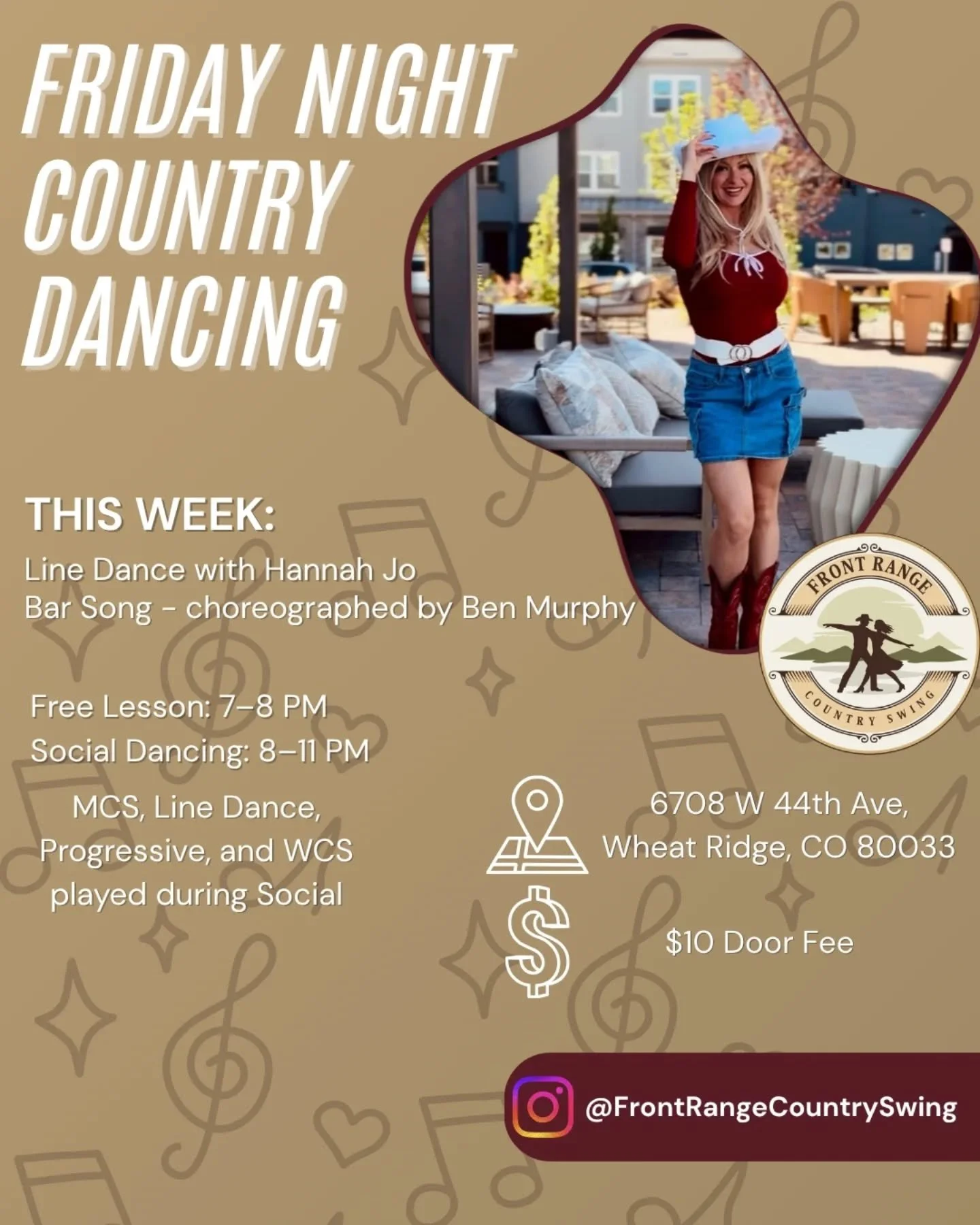 This Friday @hannnahhjo is kicking off the night with a line dance lesson!
The evening keeps going with open social dancing until 11pm.

Bring a friend or come solo, and join our growing community! 

Can't wait to meet you!