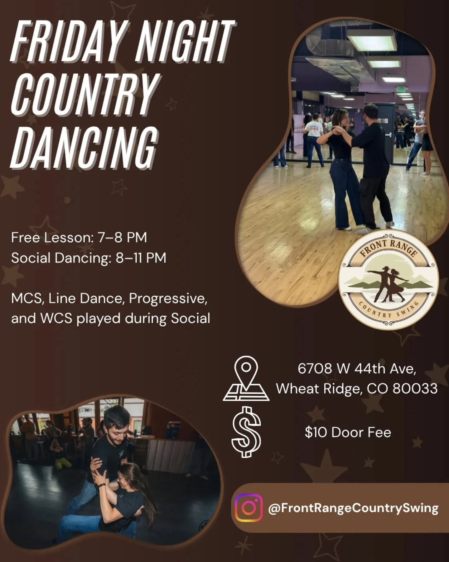 Lesson at 7. Social dancing until 11. 
All levels welcome, no partner needed.

$10 at the door. @jc_danceandcompany in Wheat Ridge.

Check the schedule on our page for this week's theme. 🤠

#FrontRangeCountrySwing #ColoradoCountrySwing #CountrySwing