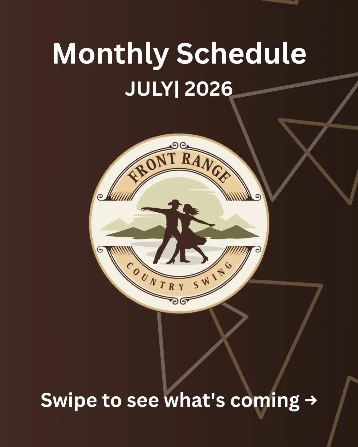 July's rolling in hot. Two nights a week, all summer long.
Thursdays at @broken_bow_denver &mdash; free country swing lessons every week 6:30&ndash;7:30, live band after, no cover. Bring a friend who's never danced before.

Fridays at @jc_danceandcom