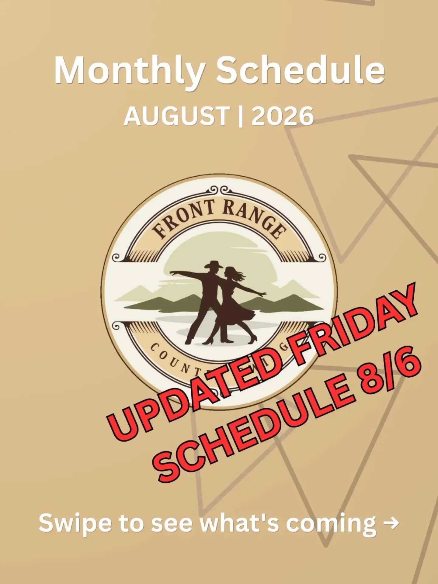 UPDATE - August is here and we're not slowing down. Two nights a week, all month long.

Thursdays at @broken_bow_denver &mdash; free country swing lessons every week 6:30&ndash;7:30, live band after, no cover. Bring a friend who's never danced before