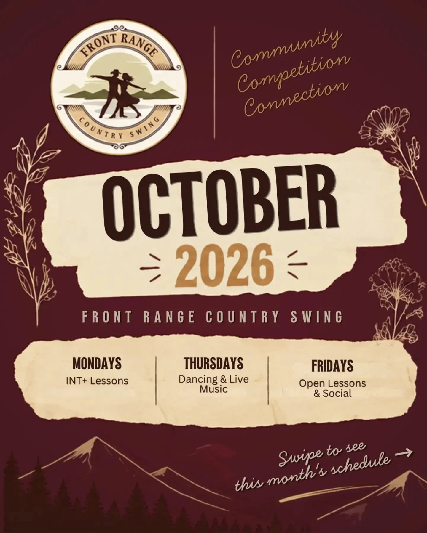 October's the biggest month yet &mdash; we're now dancing THREE nights a week. 🤠

🗓️ MONDAYS &mdash; Intermediate+ lessons, 7&ndash;9 PM. Four-week progression: Structure &amp; Movement &rarr; Rhythm &rarr; Connection &rarr; Integration. Pre-regist