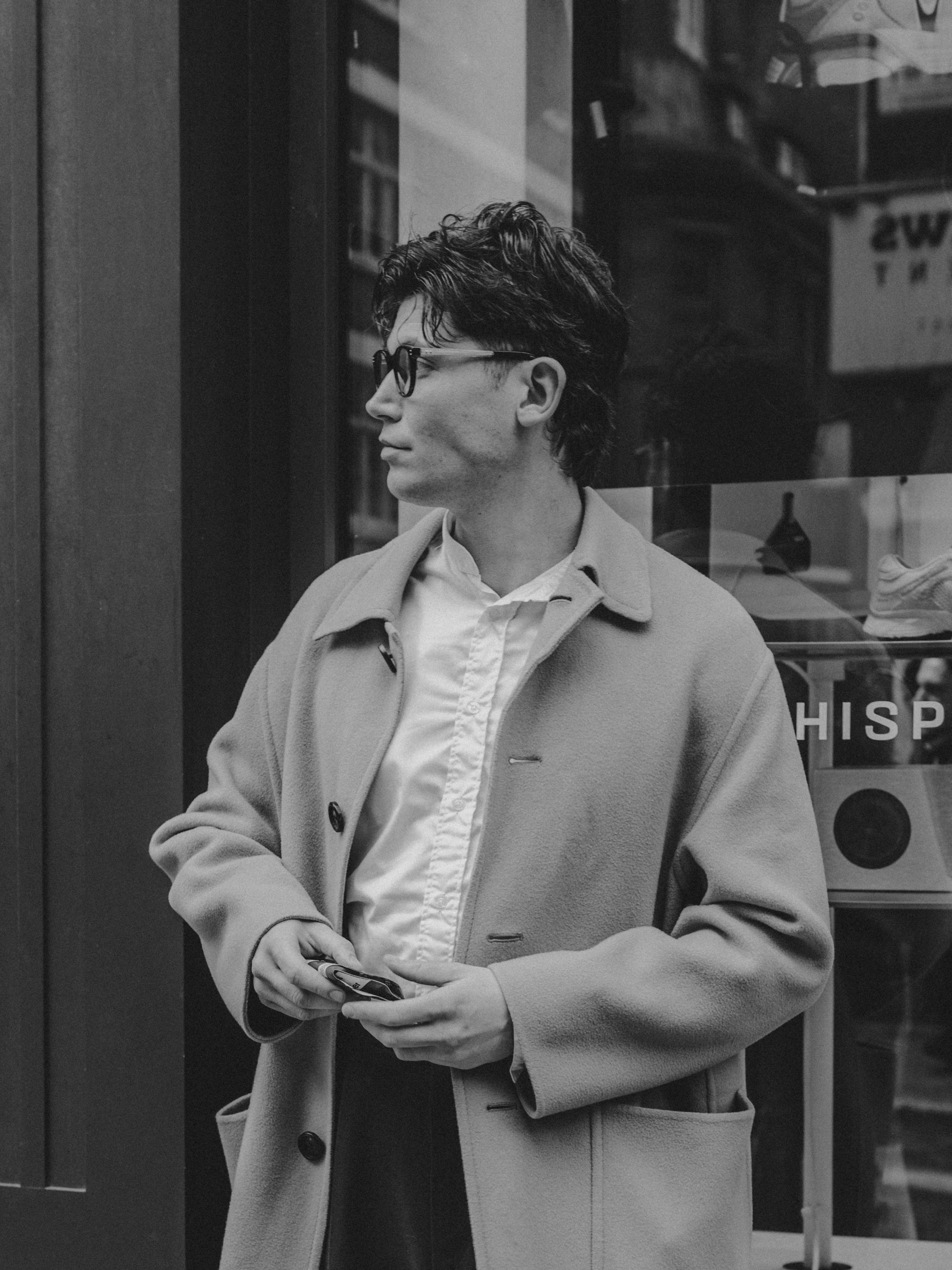 Fashion portrait in London in black and white