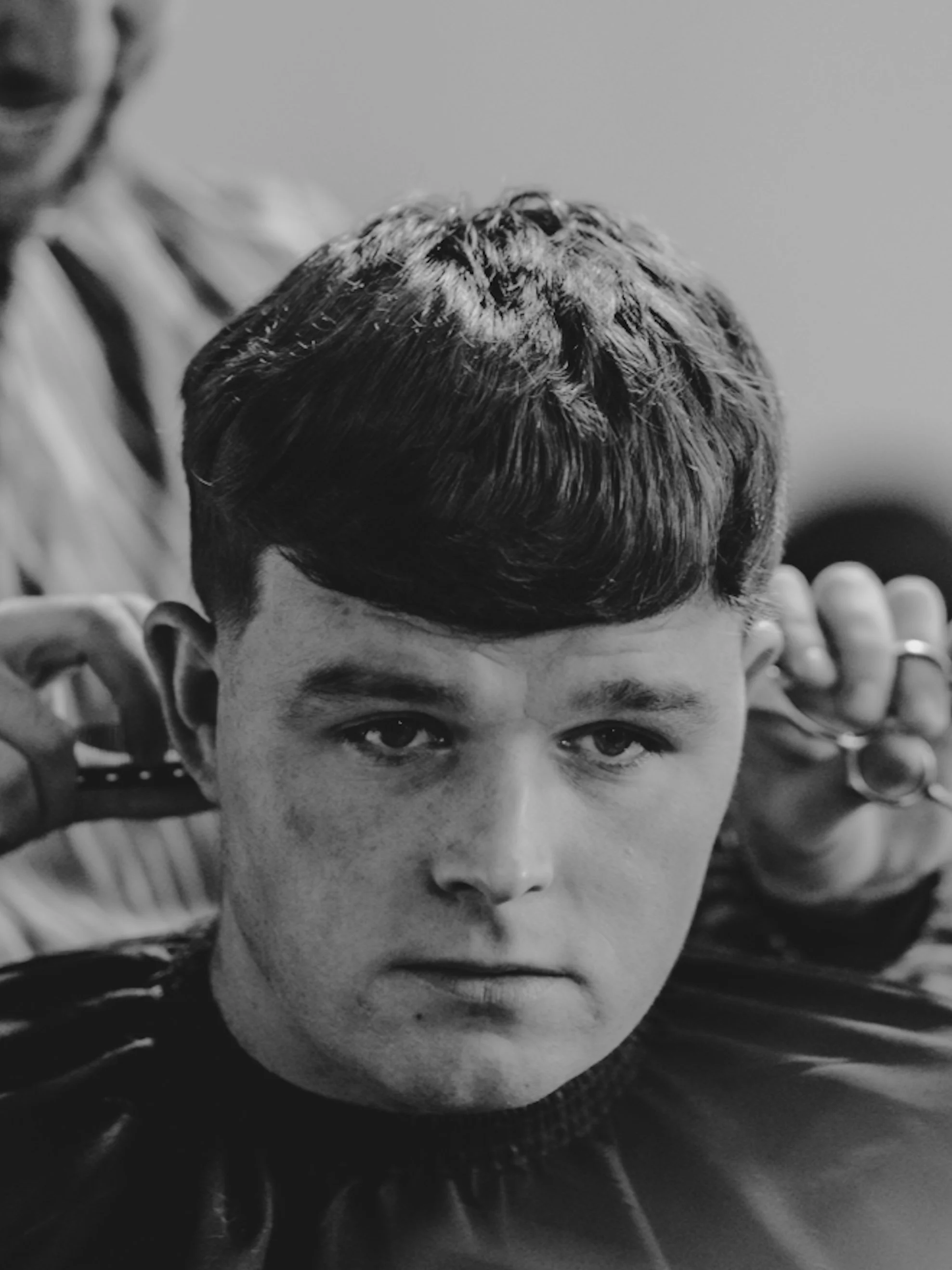 Black and white haircut in barbers