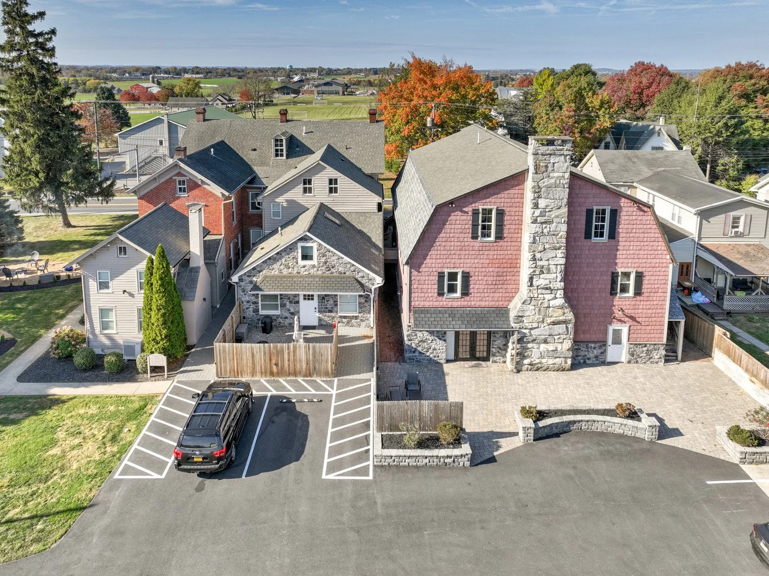 The Barn is the building on the right; the building on the left houses the 4 additional spaces of Legacy Manor