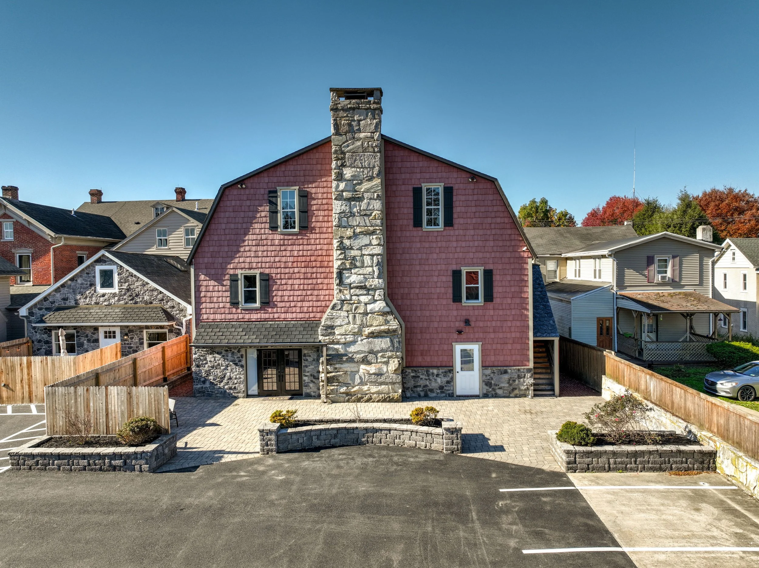 The Barn is the building on the right; the building on the left houses the 4 additional spaces of Legacy Manor