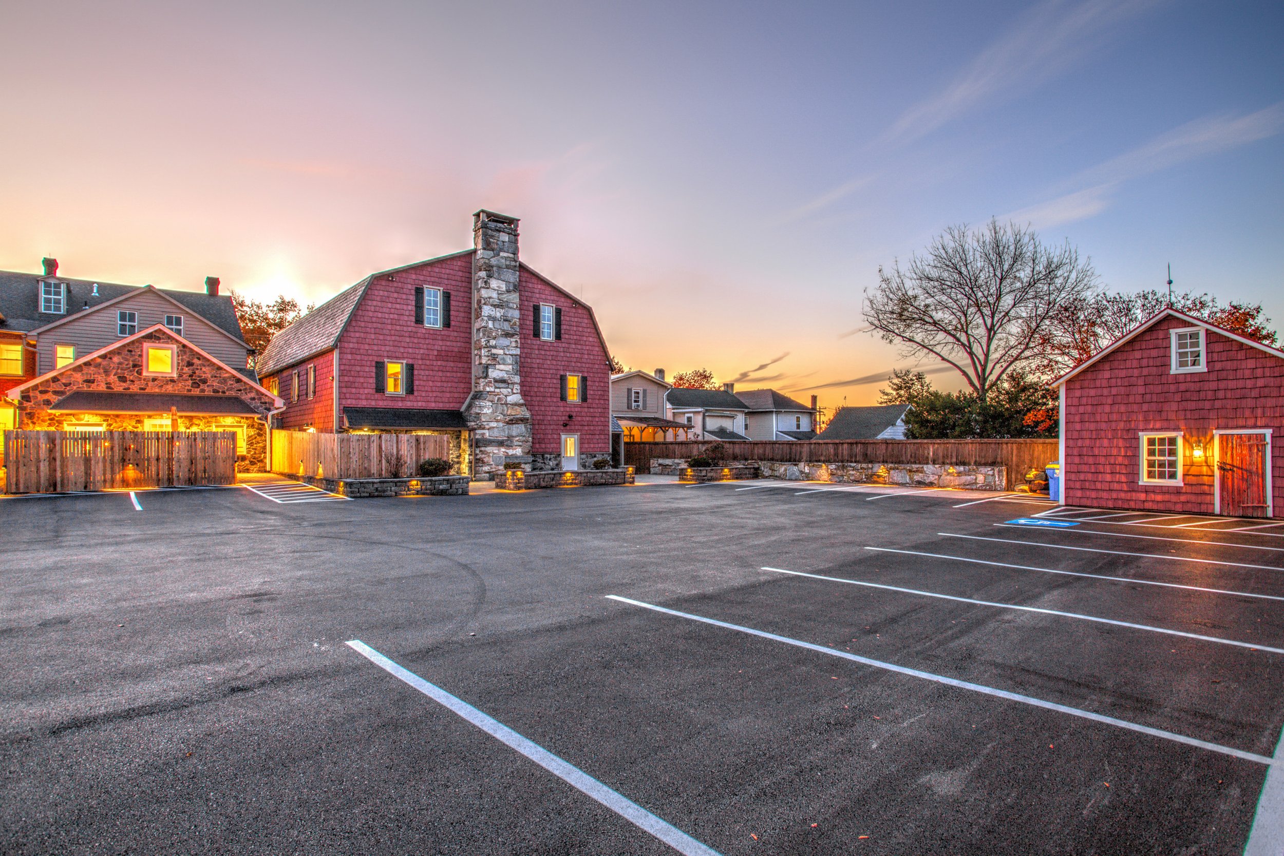 The Barn is the building on the right; the building on the left houses the 4 additional spaces of Legacy Manor