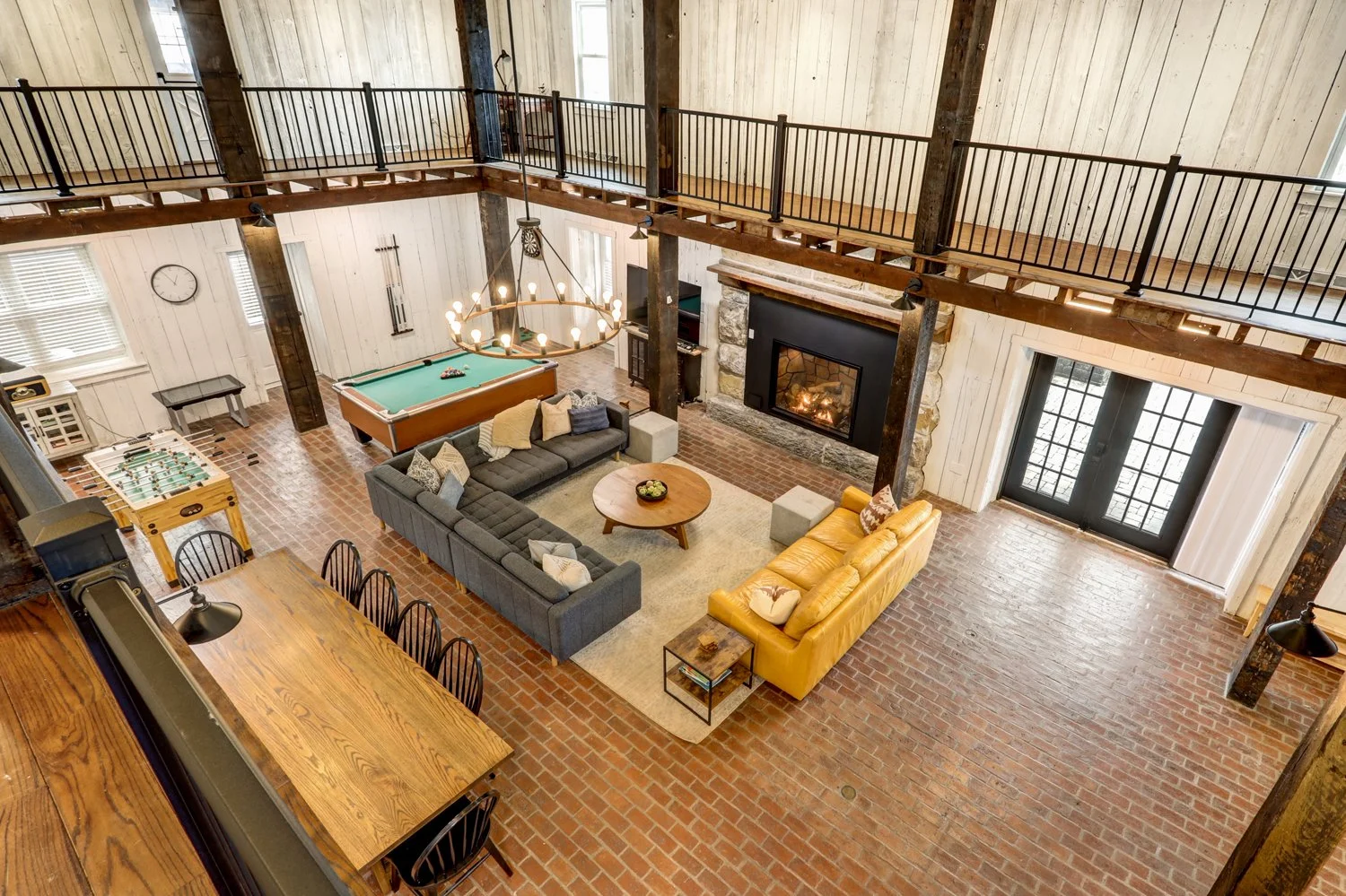 View of great room from second floor balcony