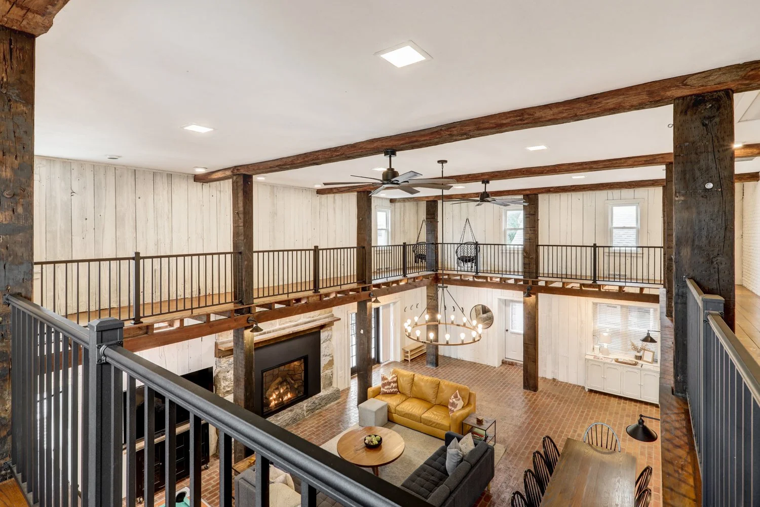 View of great room from second floor balcony