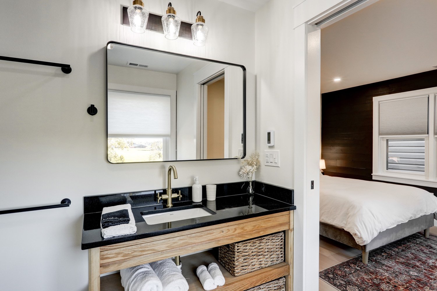 Bathroom 4 with a heated tile floor on the second floor of The Barn.